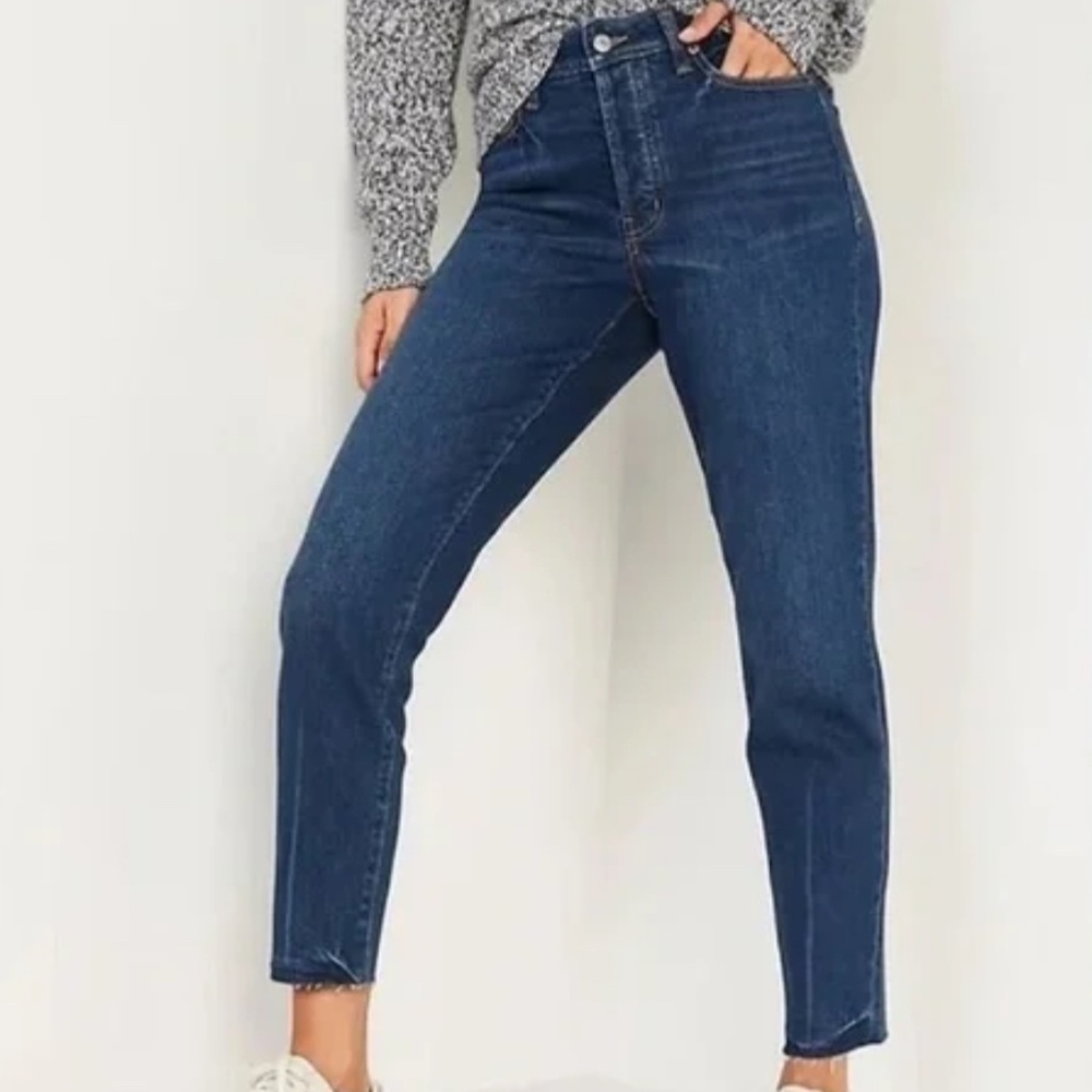 NWT Old Navy High Rise OG Straight Leg Jeans Secret Slim Pocket Dark Wash Size 0